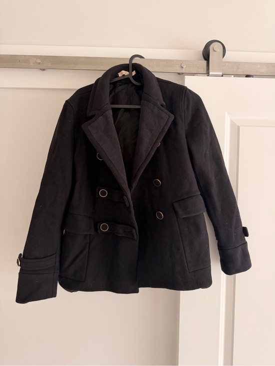 Sandro Jackets & Blazers - Sandro Black Double-Breasted Wool Peacoat